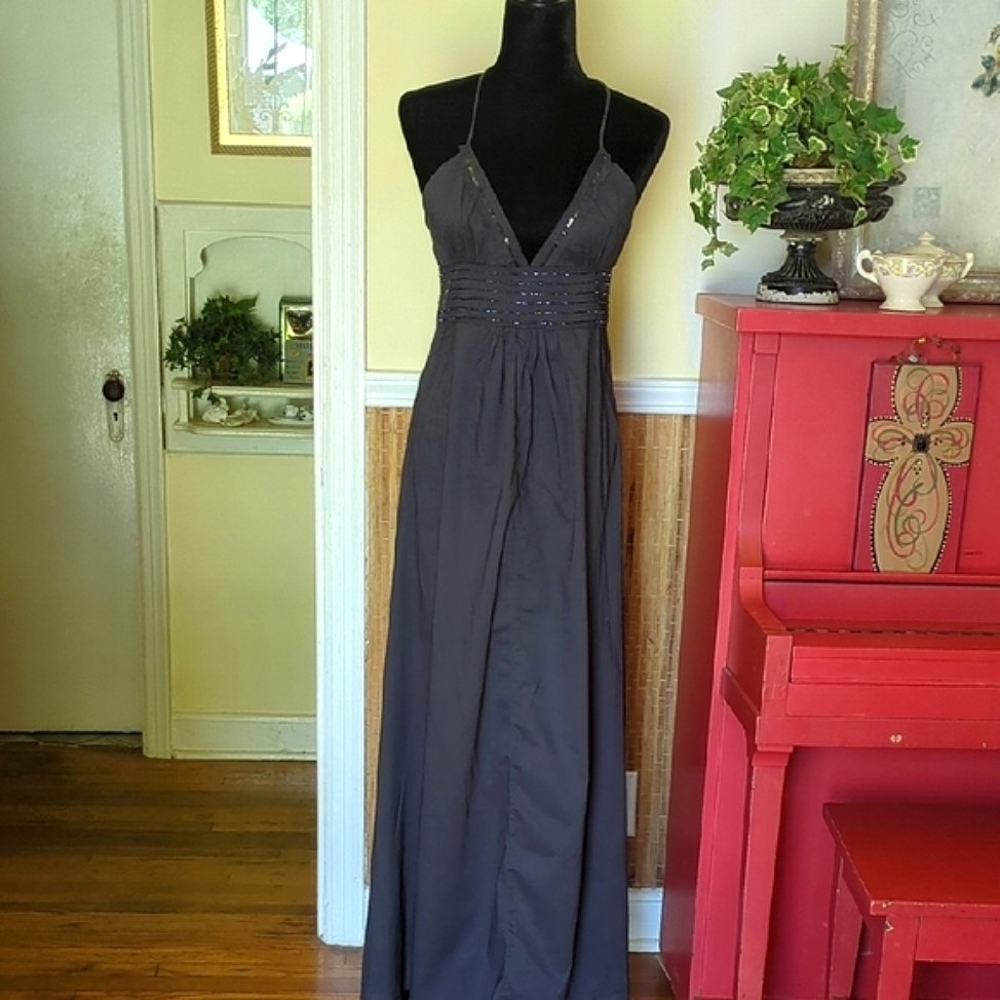 Giorgio Armani Black Pleated Maxi Dress Halter